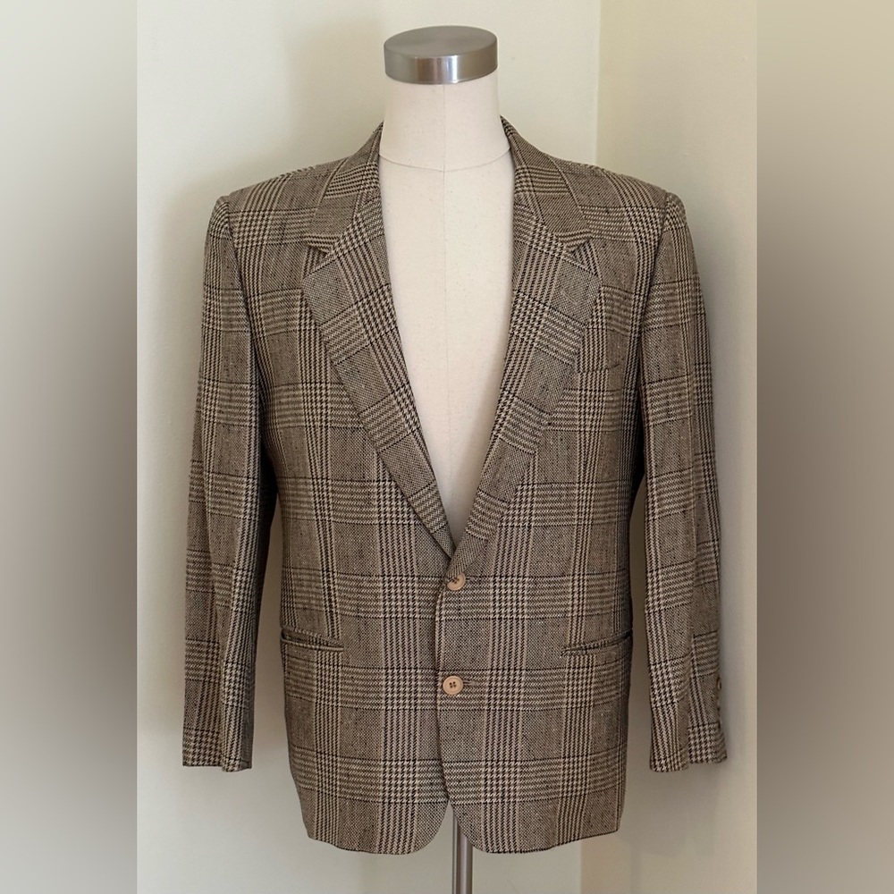 Saks Fith Avenue Plaid Made In USA By Gruppo GFT Single Breasted Blazer …